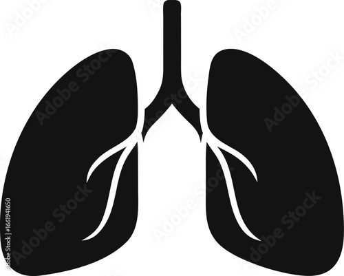 A Pair of Human Lungs Clean Vector Silhouette Minimalist