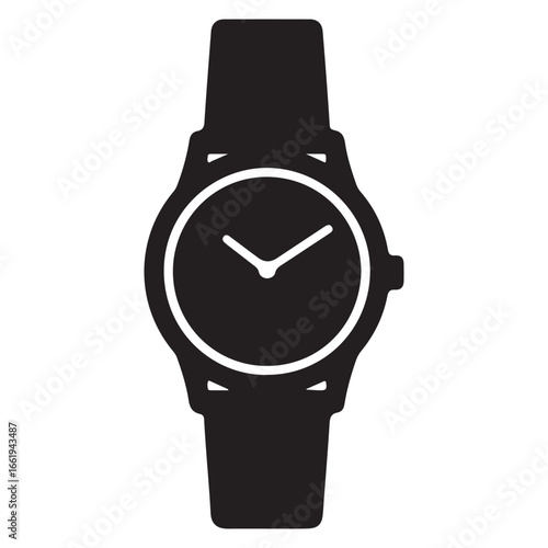 Elegant Wristwatch Silhouette for Timekeeping and Style Minimalist Design Watch Icon for Appointments and Punctuality Business Accessory