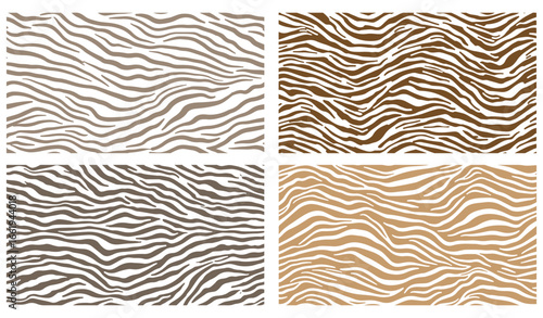 Four variations of zebra stripe patterns in different brown shades stripes animal print