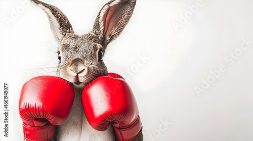 Limor in Red Boxing Gloves Ready for a Fierce Fight on White Background