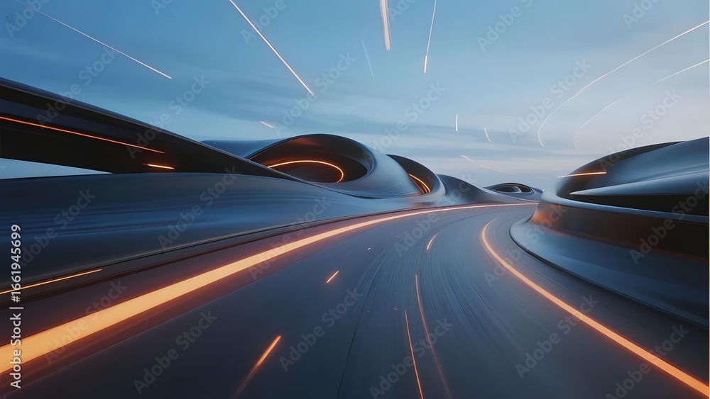 Obraz premium Futuristic Highway with Dynamic Lighting and Streamlined Structures