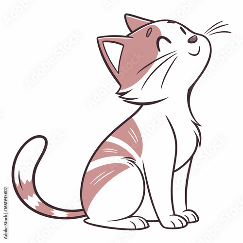 Cute cartoon kitten sitting and looking up