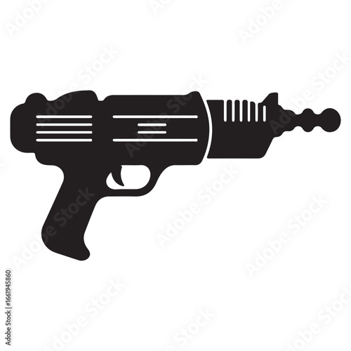 Futuristic Ray Gun Illustration Space Weapon Toy Blaster Silhouette Design for SciFi Projects and Creative Concepts