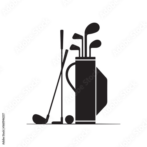 Golf Bag with Clubs and Ball
