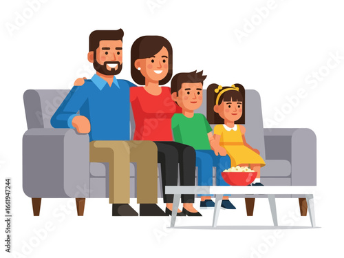 Happy Family in Home: Capturing a heartwarming scene of a family on sofa. a lovely family, embraces the comfort and togetherness of home, savoring moments of relaxation.