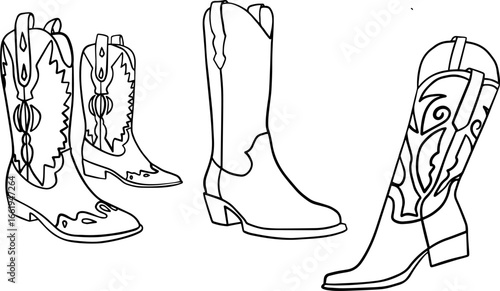 Cowgirl disco boots vector illustration