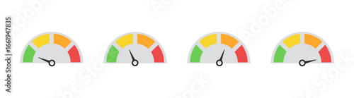 Speedometer and Tacho Dashboard Icons – Vector Gauge, Meter, Indicator, RPM, Performance Scale