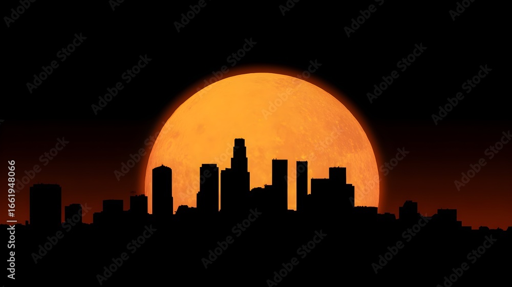 Naklejka premium City skyline silhouette With building