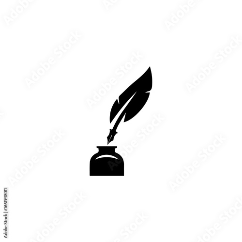 black and white quill and ink vector logo