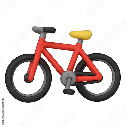 Mountain bicycle 3D emoji plastic icon for eco transportation cycling pedal sport fitness recreation isolated transparent design element