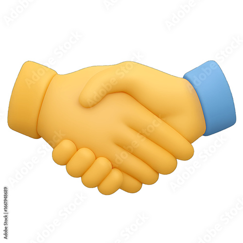 Business handshake 3D emoji plastic icon for partnership agreement deal collaboration work trust isolated transparent design element