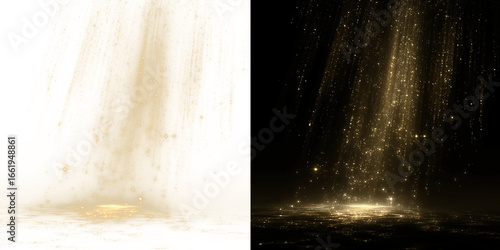 Canvastavla Golden Light Rays with Dust and Sparkles Effect