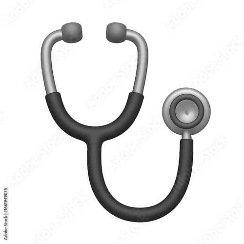 Medical stethoscope 3D emoji plastic icon for healthcare work doctor hospital medicine patient care diagnosis isolated transparent design element