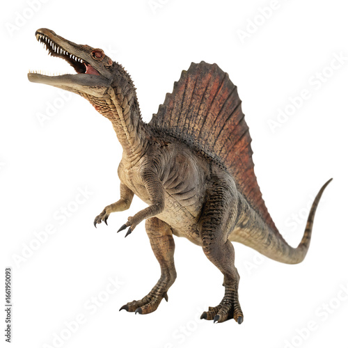 Fototapeta Naklejka Na Ścianę i Meble -  The giant Spinosaurus a carnivorous sail backed dinosaur isolated on a transparent background png