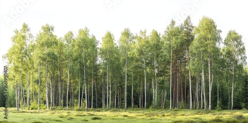 A dense and lush forest is situated on the riverbanks, and the rural landscape with reeds is isolated