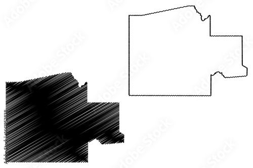 Ngamiland District (Districts of Botswana, Republic of Botswana) map vector illustration, scribble sketch North-West map