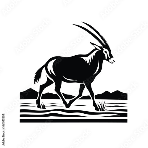 Striking monochrome image of a regal oryx antelope in its natural habitat