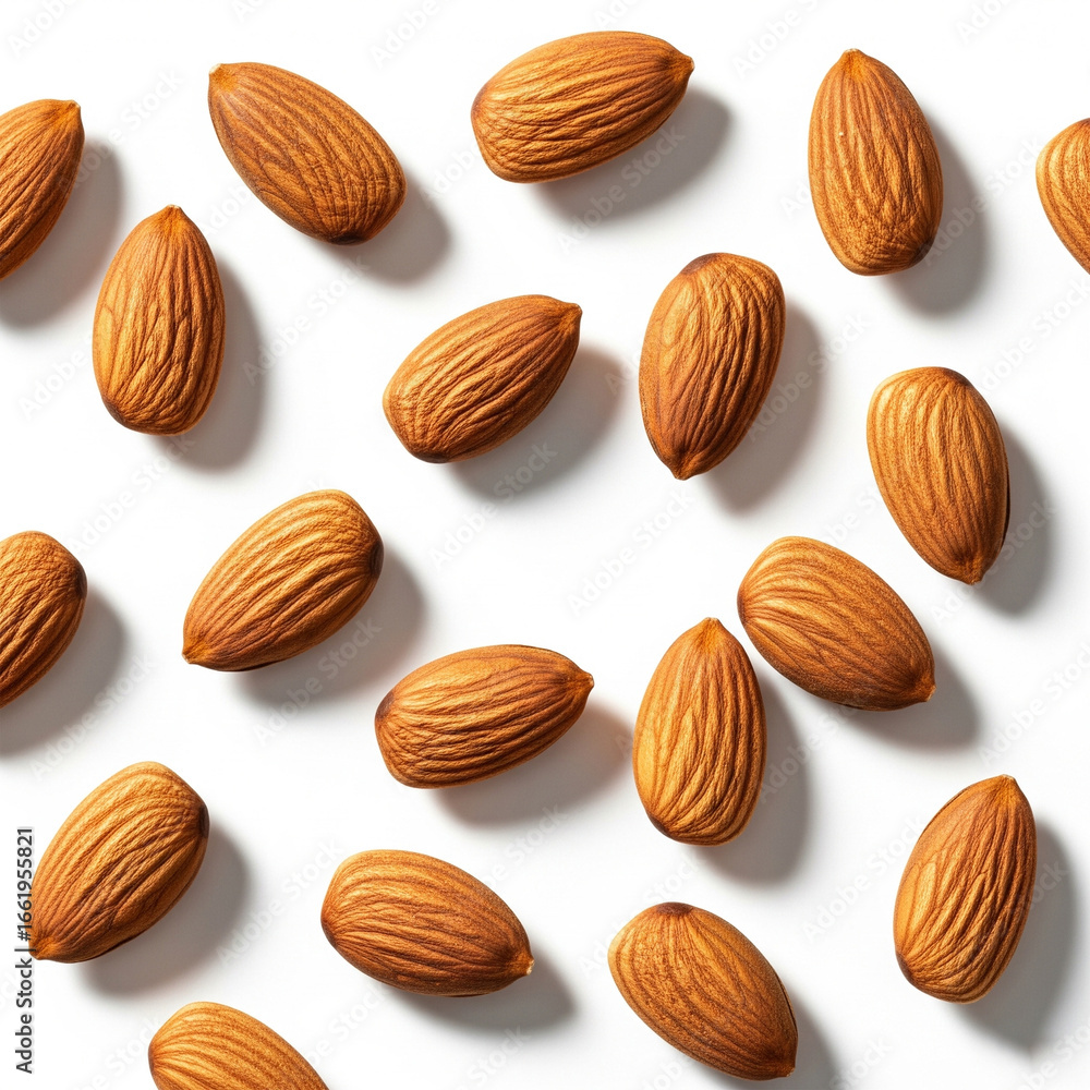 A natural and detailed background image of raw almonds, their smooth texture and intricate shape in sharp focus, scattered across a rustic wooden table copy A natural and detailed background image of raw almonds, their smooth texture and intricate shape in sharp focus, scattered across a rustic wooden table copy