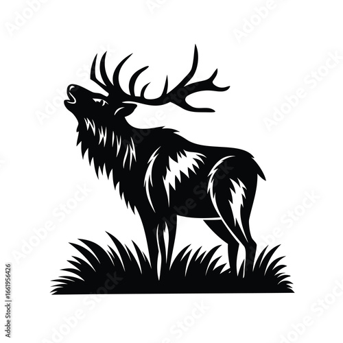 Majestic Elk in Silhouette bellowing and showing off its amazing antlers