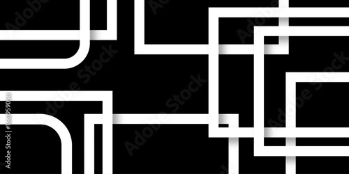 Abstract white lines on black background. luxury white geometric random lines with pattern. Modern white transparent material in triangle and squares shapes. abstract background vector illustration.