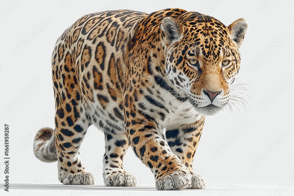 Obraz premium Jaguar walking on white background