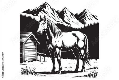 Horse Silhouette Vector – Running Wild Animal Illustration