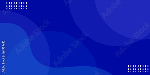 Abstract blue background illustration with wavy shapes and overlapping circles.