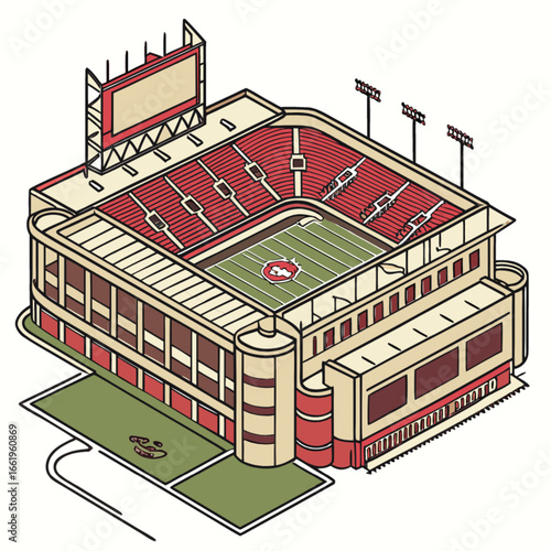 Isometric city map illustration showing a modern factory and an old factory building