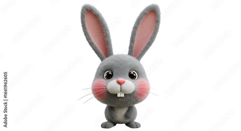 Obraz premium Cartoon Bunny: A cute cartoon bunny stands in a pose, ready to play, with its long ears and charming expression.