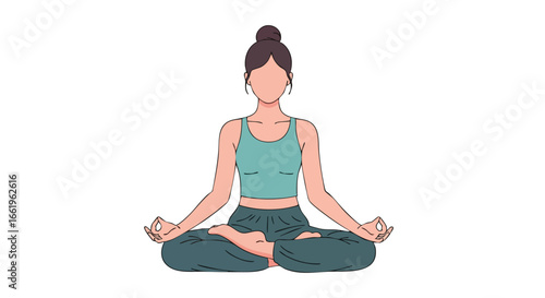 Woman meditating in lotus position, embodying mindful practices and holistic wellness and wellbeing promoting tranquility through yoga and healthy