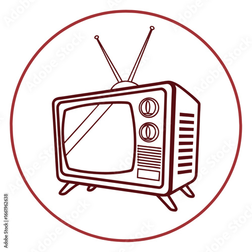 A retro red television with a classic display and antenna, a vintage icon for entertainment