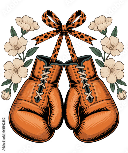 Leukemia Awareness boxing gloves with flowers and ribbon 