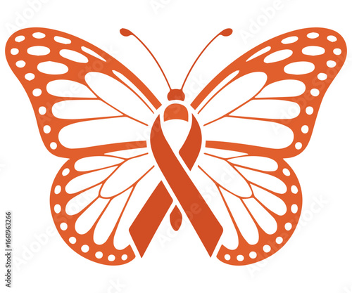 Leukemia Awareness orange ribbon with butterflies