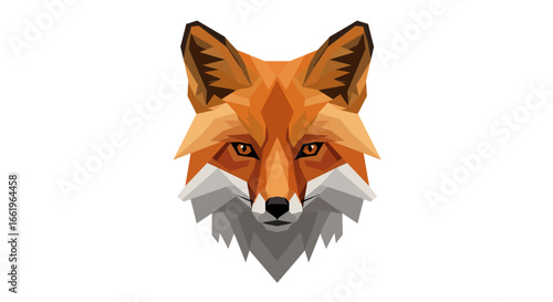 Geometric fox head with angular shapes and bold colors