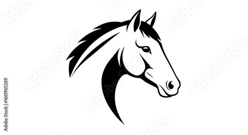 Elegant horse head silhouette design with flowing mane