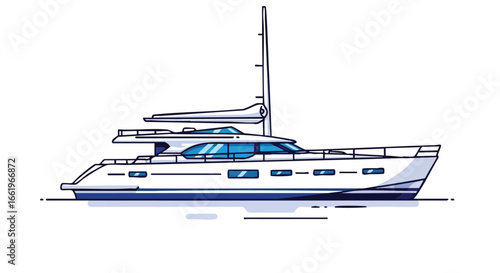 Elegant motor yacht illustration conveying luxury recreation with its sleek design and modern aesthetic perfectly depicts the essence of maritime