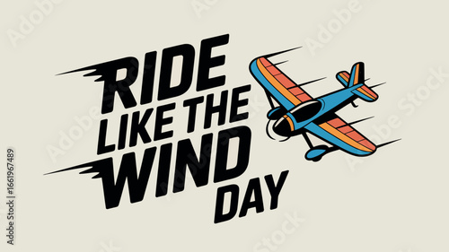 Ride Like the Wind Day with Glider Aircraft and Sunset Illustration