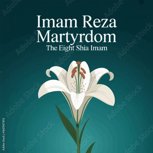 Imam Reza Martyrdom Commemoration with Lily Flower Illustration