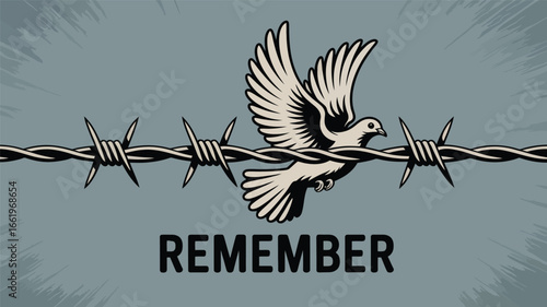 Remembrance Barbed Wire Peace Dove Symbol War Memorial Tribute