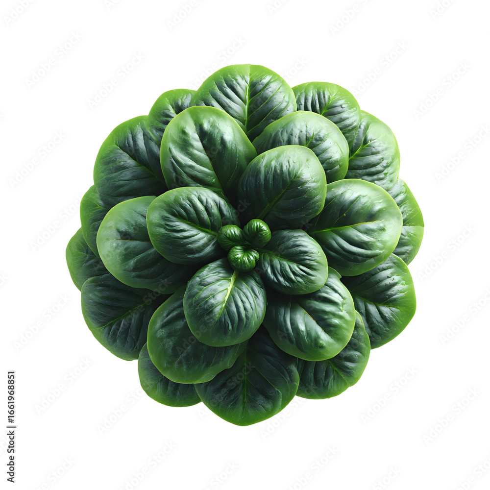 Obraz premium Vibrant Green Basil Plant in a Circular Arrangement on transparent background