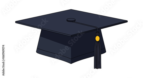 Stylized Graduation Mortarboard Illustration Symbolizing Academic Achievement and Graduation Milestone Rendered with Clean Lines and Flat Design