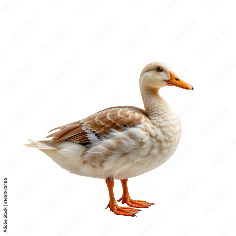 Obraz premium Beautiful Domestic Duck Standing Gracefully on a Transparent background