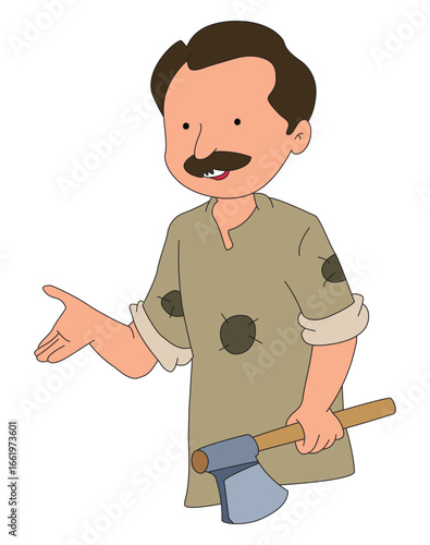 Simple woodcutter with strong hands
