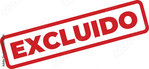 Excluido red slanted stamp with rounded corners for design projects and web use
