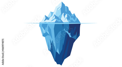 Stylized Isolated Iceberg Illustration Depicting Hidden Complexities Beneath the Surface Representing Challenges and Opportunities