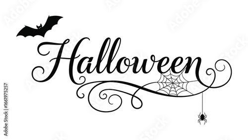 Halloween Calligraphy with Spooky Embellishments: a beautifully written Halloween script, intertwined with classic symbols, creating a festive and elegant touch.