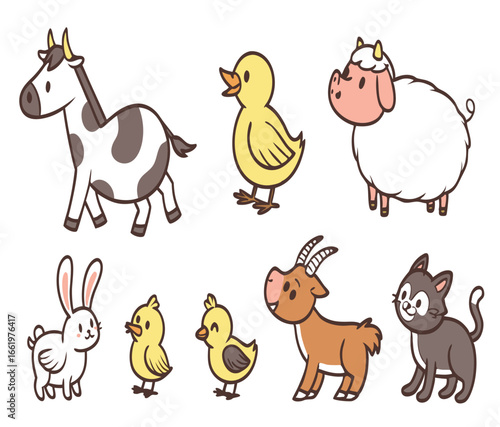 Charming collection of farm and domestic animals icons