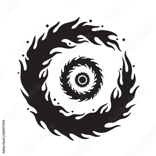 Abstract black swirling spiral vector design in an artistic and eye catching illustrated shape