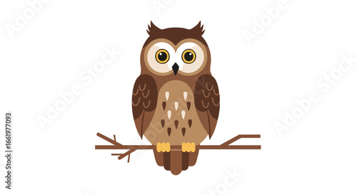 Stylized owl illustration perched peacefully on a bare branch conveying nature's quiet beauty with minimal elements and a soothing color palette
