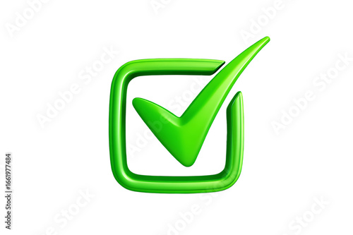 3d right icon, 3-dimension confirm and cancel sign of making agreement, positive symbol on png background.